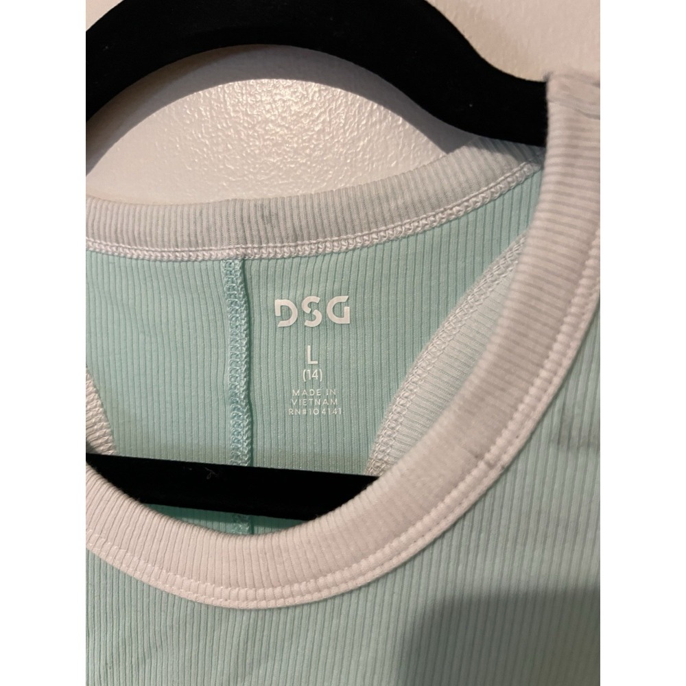 New DSG Girls Ribbed Ringer Racerback Tank Top Cotton Rib Size Large Aqua - Picture 2 of 6